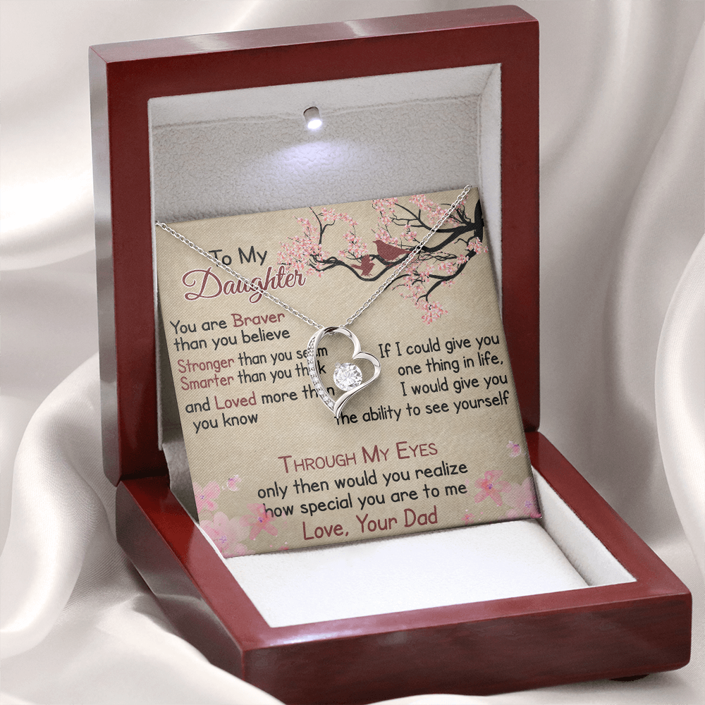 To My Daughter Gift from Dad - Forever Love Necklace for Your Princess, Little Girl Present