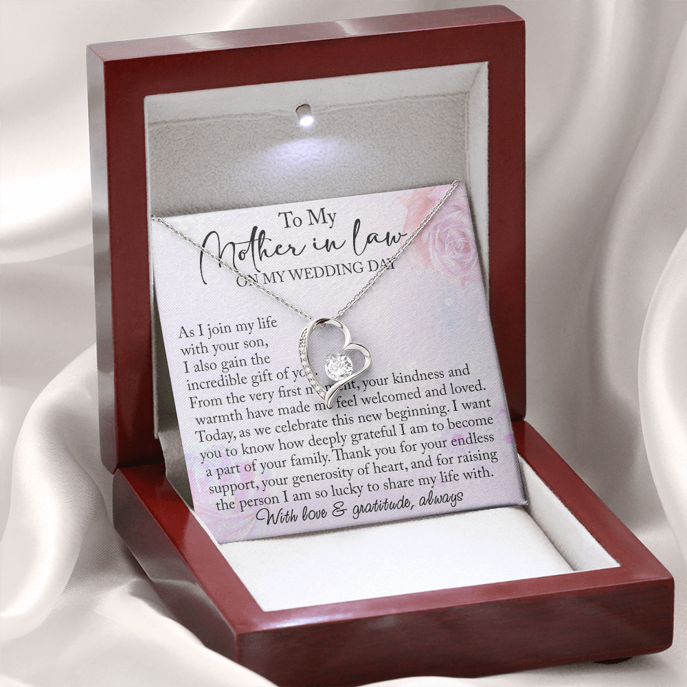 Mother-in-Law Wedding Day Forever Love Heart Necklace, Custom MIL Jewelry, Daughter-in-Law Gift, Personalized Gift From Bride