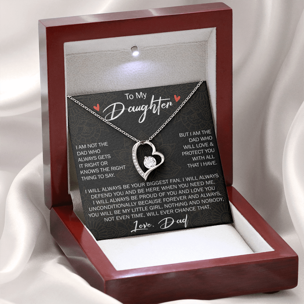 To My Daughter Gift from Dad - Forever Love Necklace for Your Princess, Little Girl Present - Birthday Gift