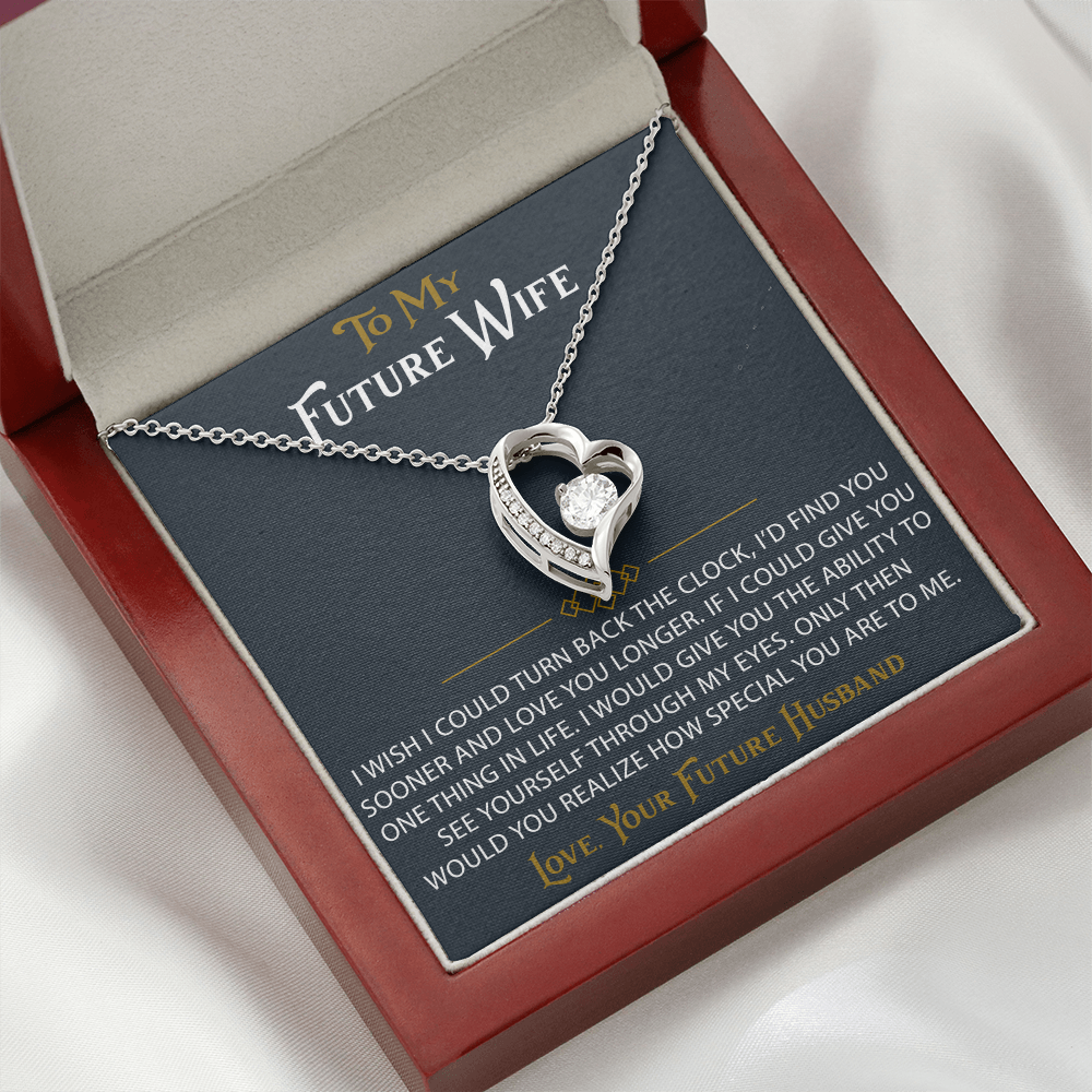 To My Future Wife Forever Love Heart Pendant Necklace Sentimental Gift for Bride (133562991407)
