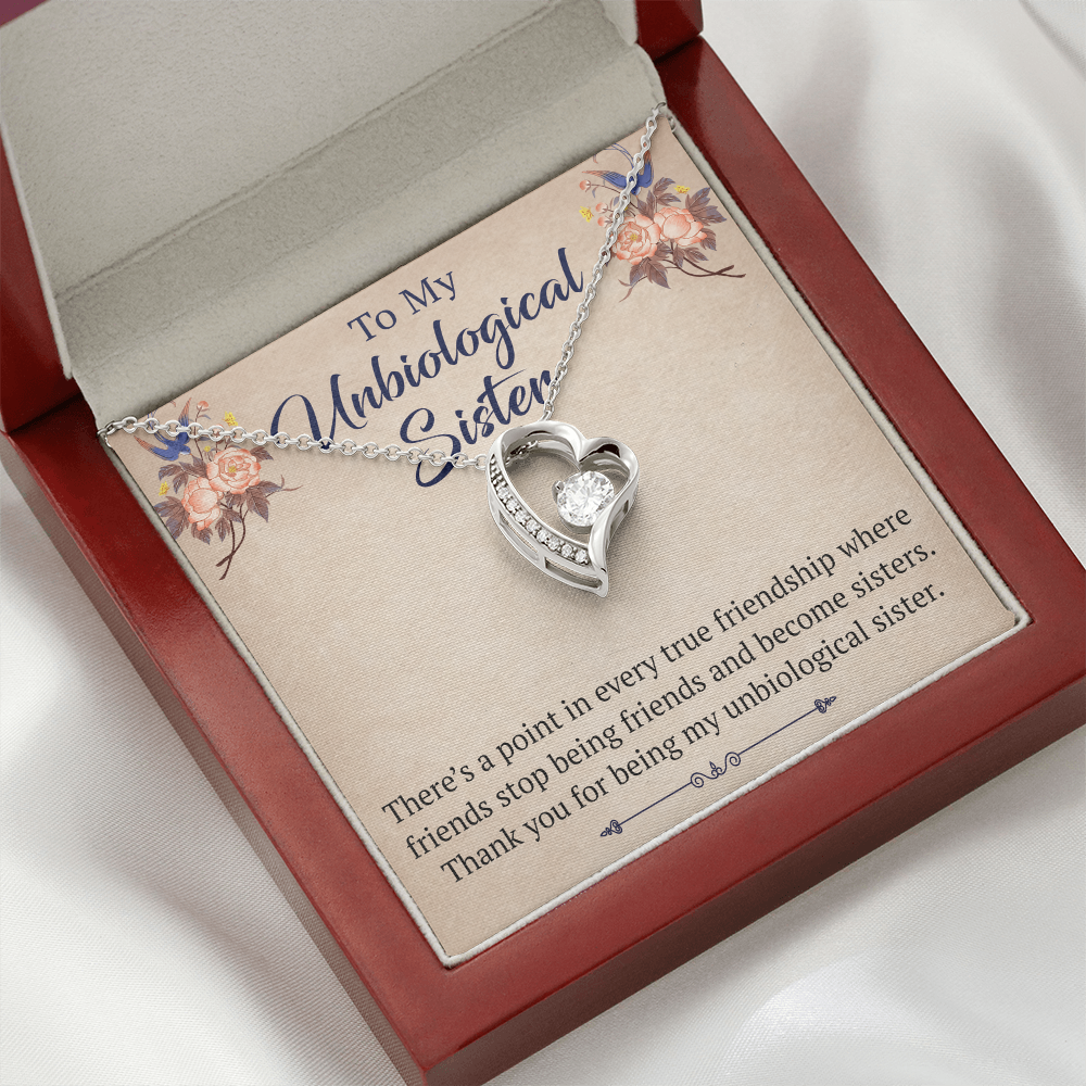 To My Unbiological Sister Forever Love Heart Necklace, Unique Gift for Birthday, Mother's Day, Christmas, or any Special Occasion