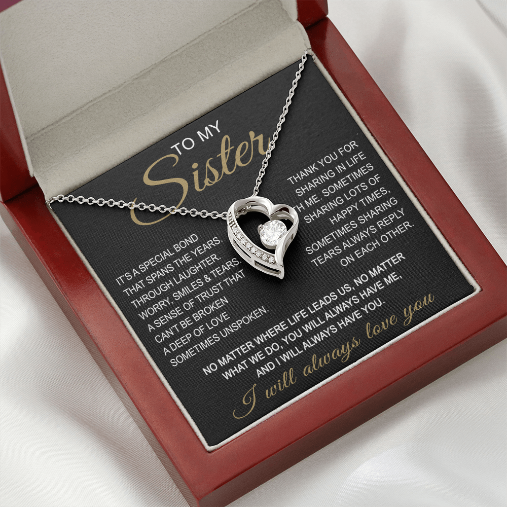 To My Sister Forever Love Necklace Sister Gifts With Heartfelt Message, Sister Gifts From Sister Brother For Birthday
