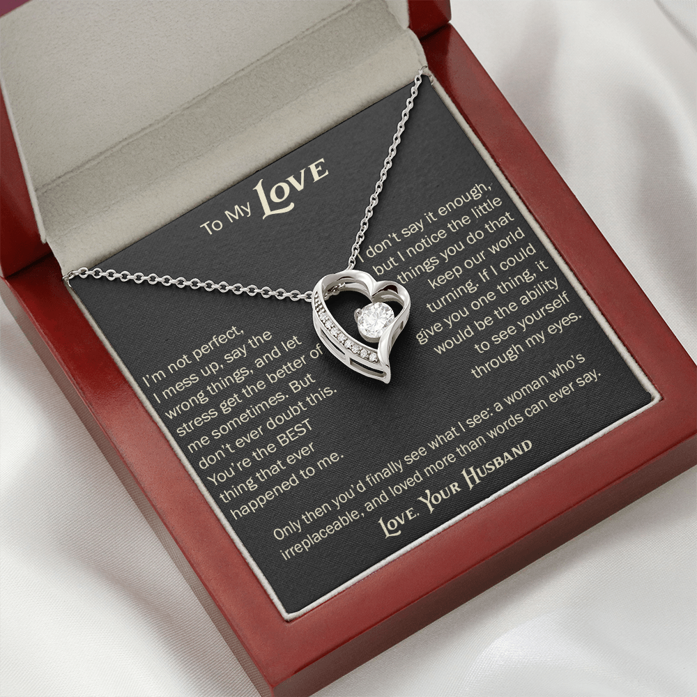 Forever Love Necklace for Wife From Husband, Anniversary Jewelry, Christmas Birthday Present for Her, To My Soulmate Gift