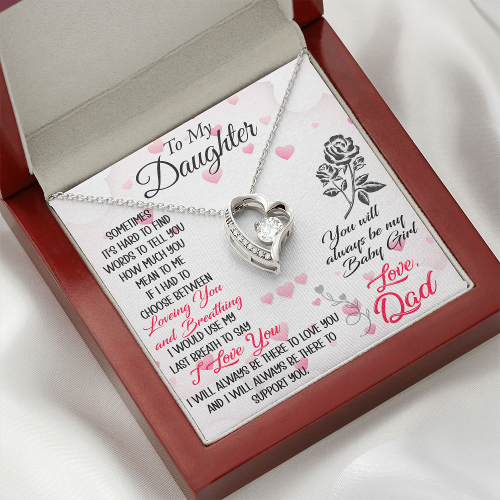 To My Daughter Forever Love Heart Necklace - Luxury Family Matching Gift from Dad, Father for Birthday, Christmas, or any Special Occasion