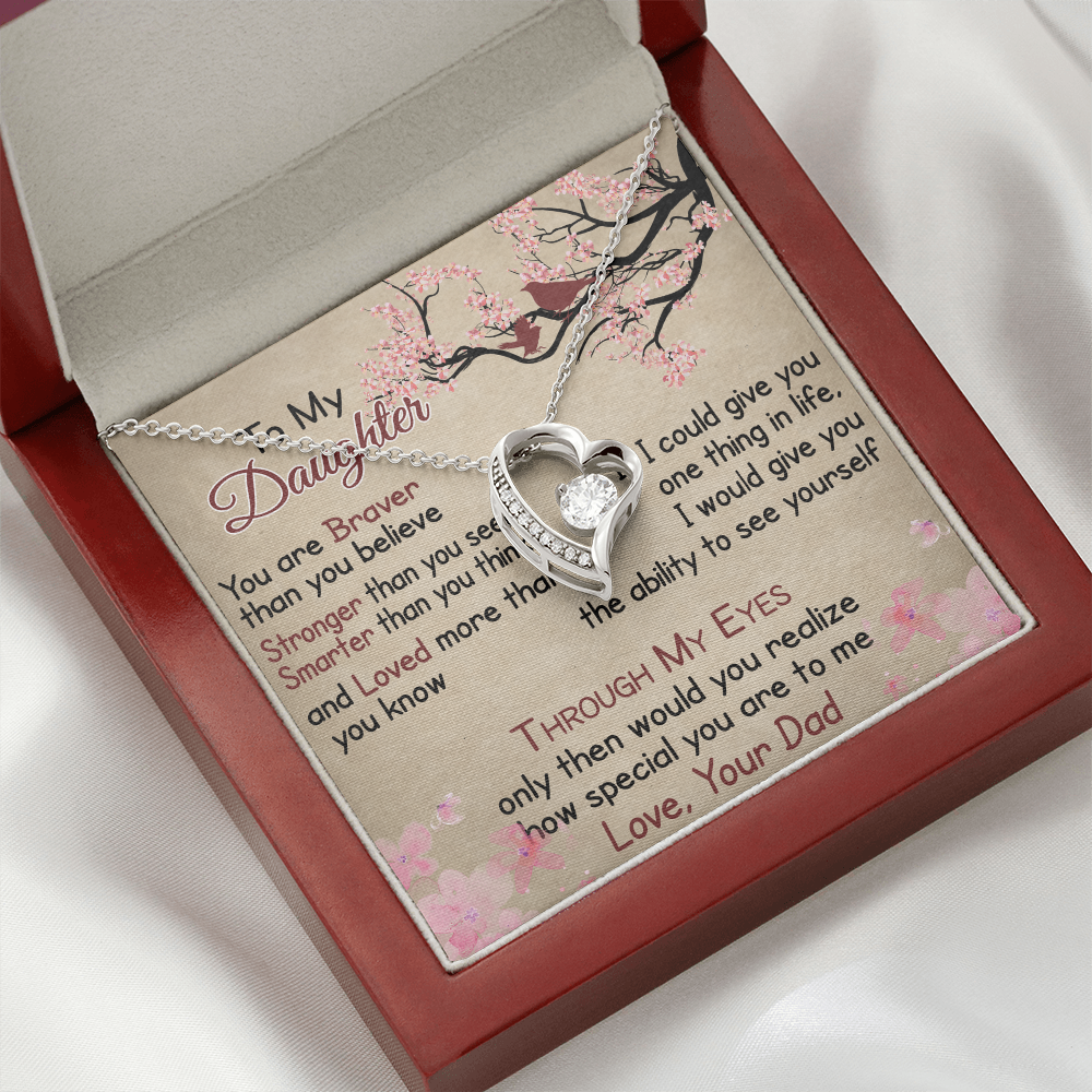 To My Daughter Gift from Dad - Forever Love Necklace for Your Princess, Little Girl Present