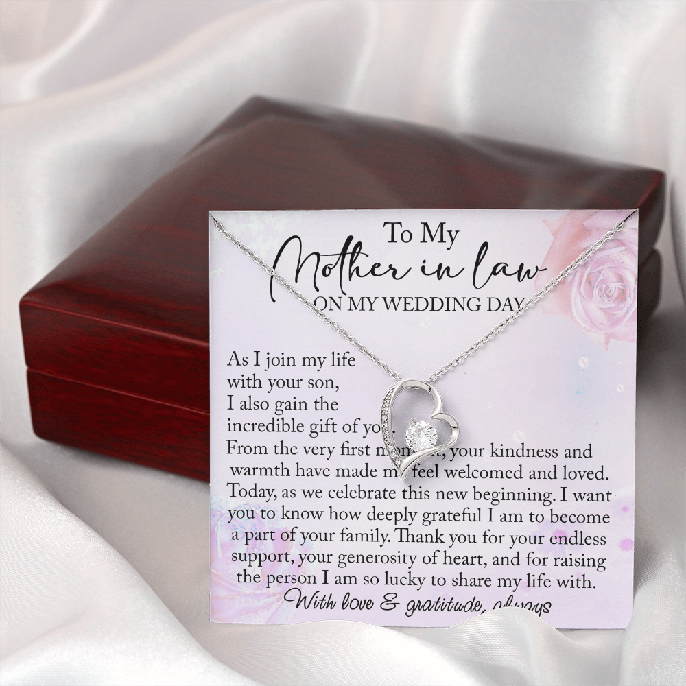 Mother-in-Law Wedding Day Forever Love Heart Necklace, Custom MIL Jewelry, Daughter-in-Law Gift, Personalized Gift From Bride