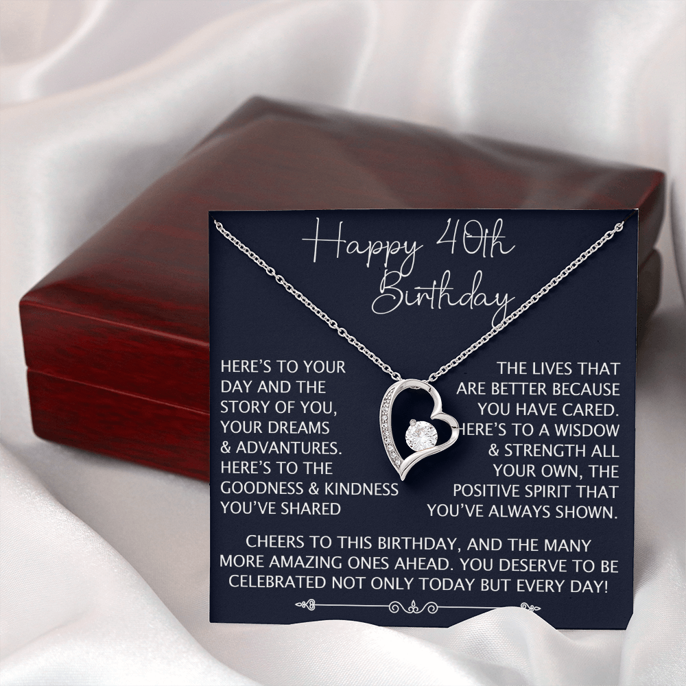 Happy 40th Birthday Gift - Forever Love Unique Necklace for Wife, Daughter, Grandma, Granddaughter, Mom, Women, Christmas, Birthday Gift