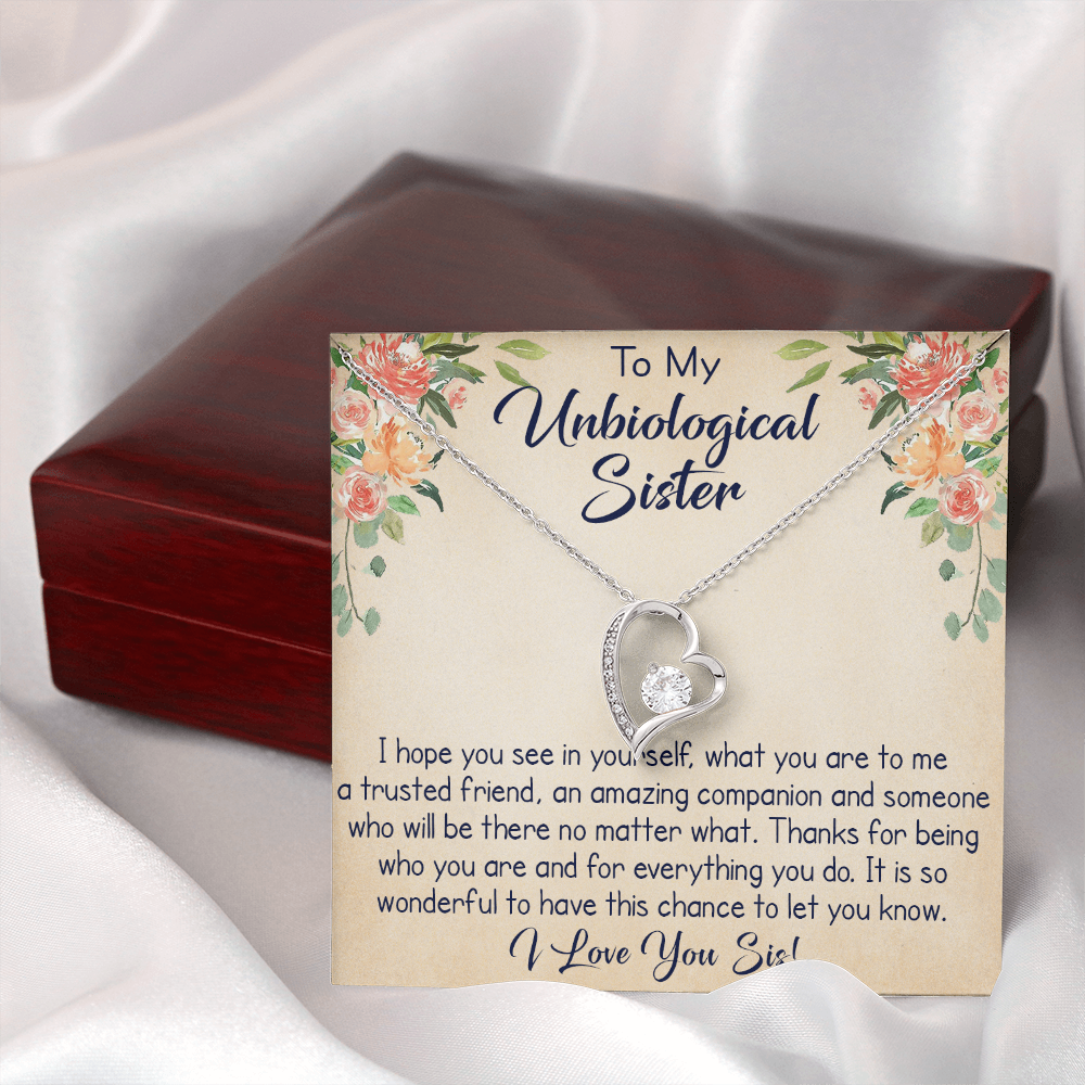 To My Unbiological Sister Forever Love Necklace, Unique Gift for Birthday, Mother's Day, Christmas, or any Special Occasion.