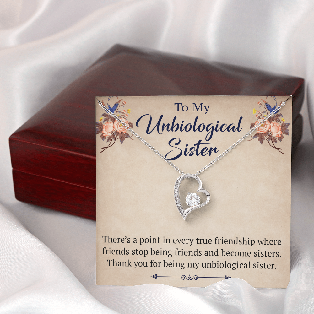 To My Unbiological Sister Forever Love Heart Necklace, Unique Gift for Birthday, Mother's Day, Christmas, or any Special Occasion