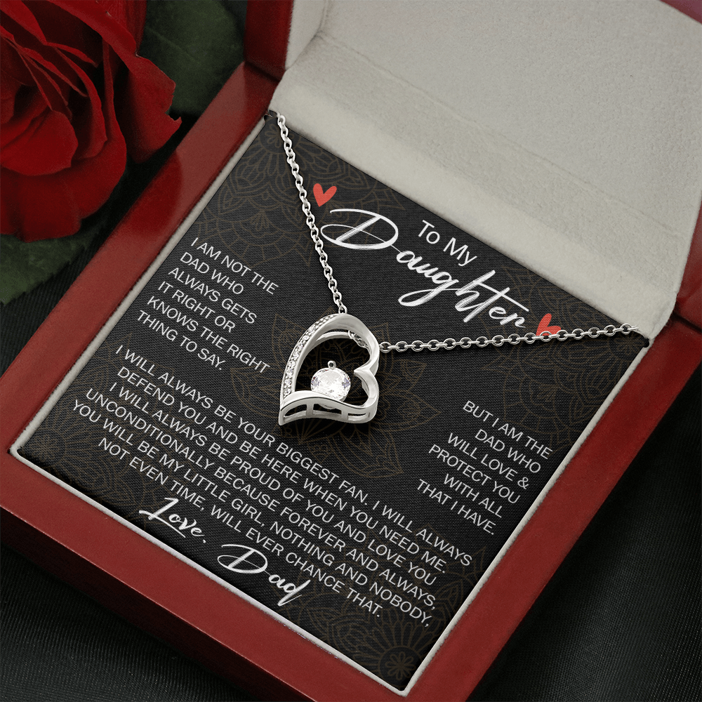 To My Daughter Forever Love Necklace Gift - Family Matching Jewelry for Birthday Back to School, Christmas Eve from Dad Papa, Father