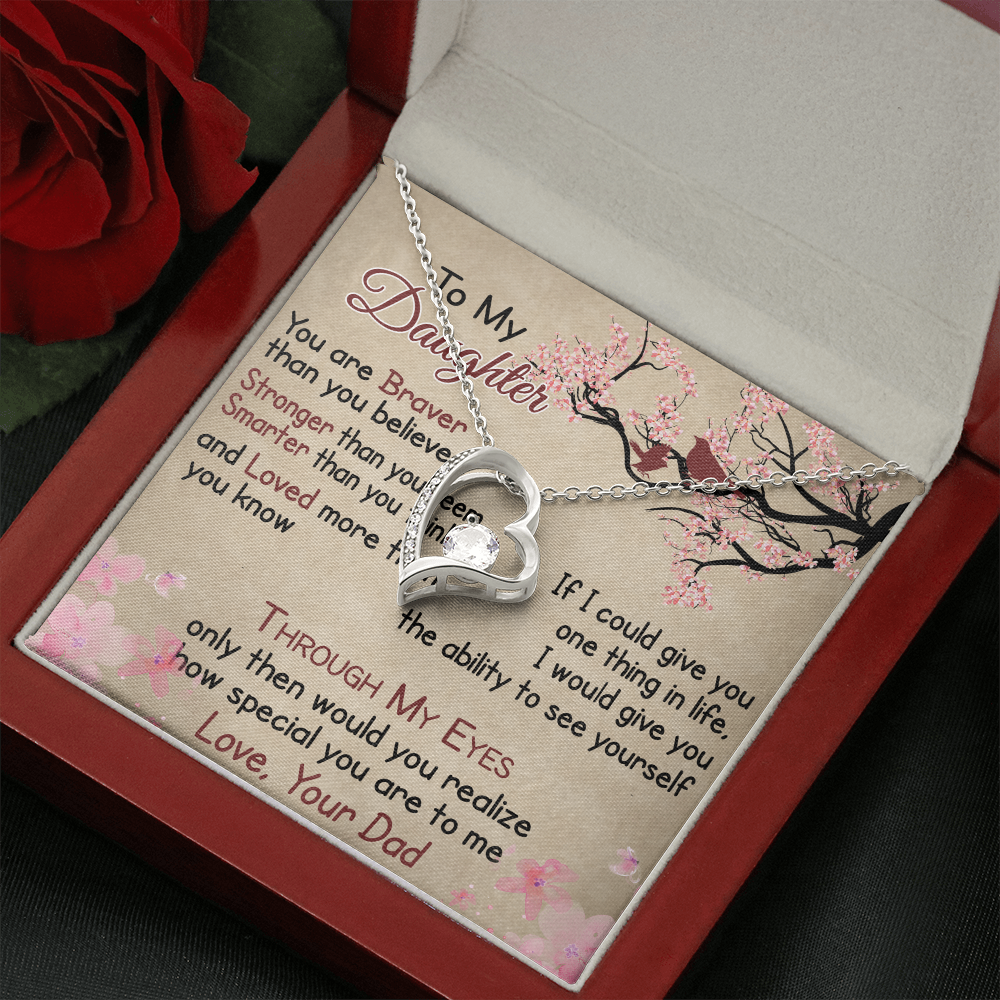 To My Daughter Gift from Dad - Forever Love Necklace for Your Princess, Little Girl Present