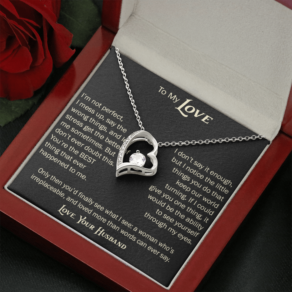 Forever Love Necklace for Wife From Husband, Anniversary Jewelry, Christmas Birthday Present for Her, To My Soulmate Gift