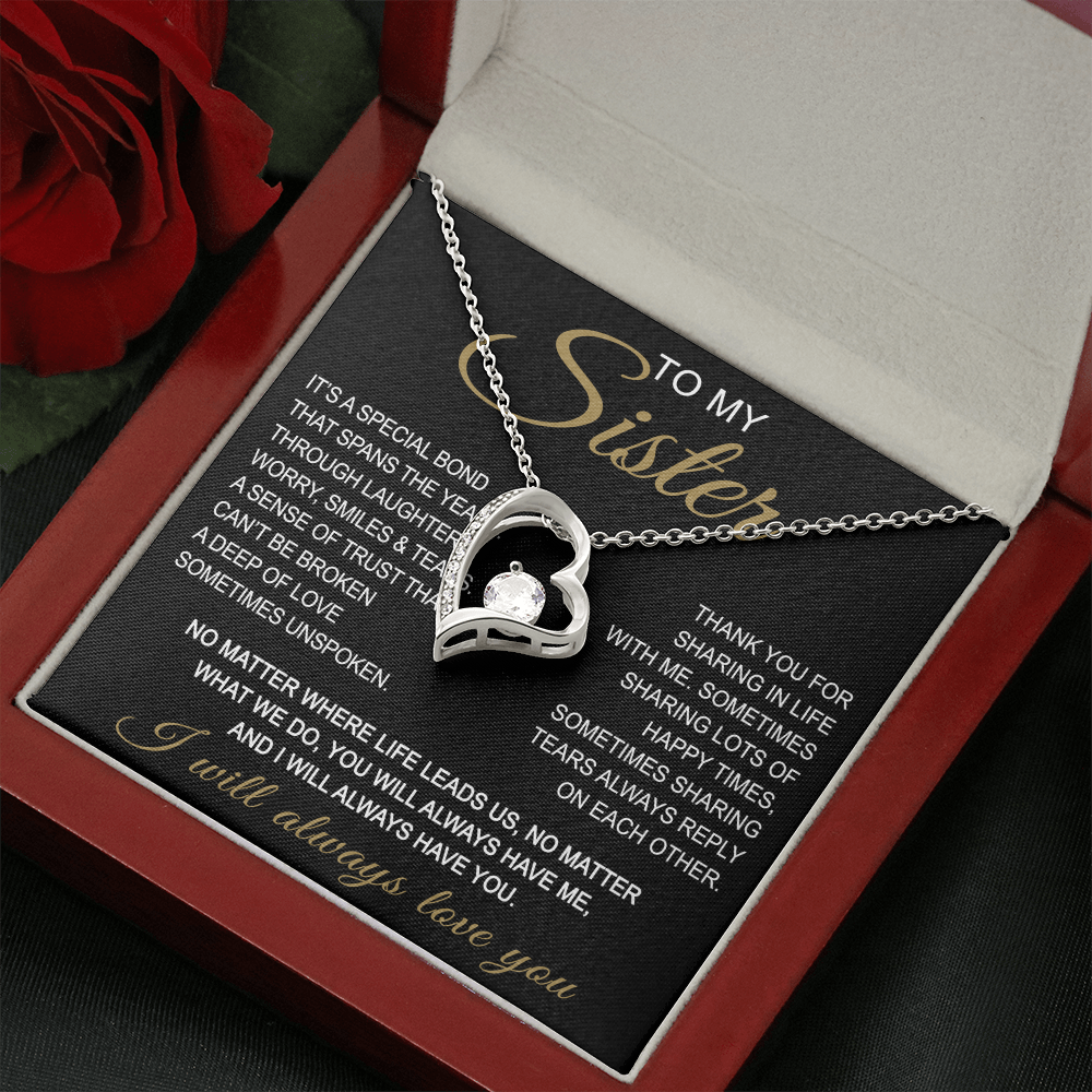 To My Sister Forever Love Necklace Sister Gifts With Heartfelt Message, Sister Gifts From Sister Brother For Birthday