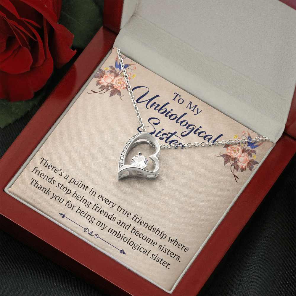 To My Unbiological Sister Forever Love Heart Necklace, Unique Gift for Birthday, Mother's Day, Christmas, or any Special Occasion