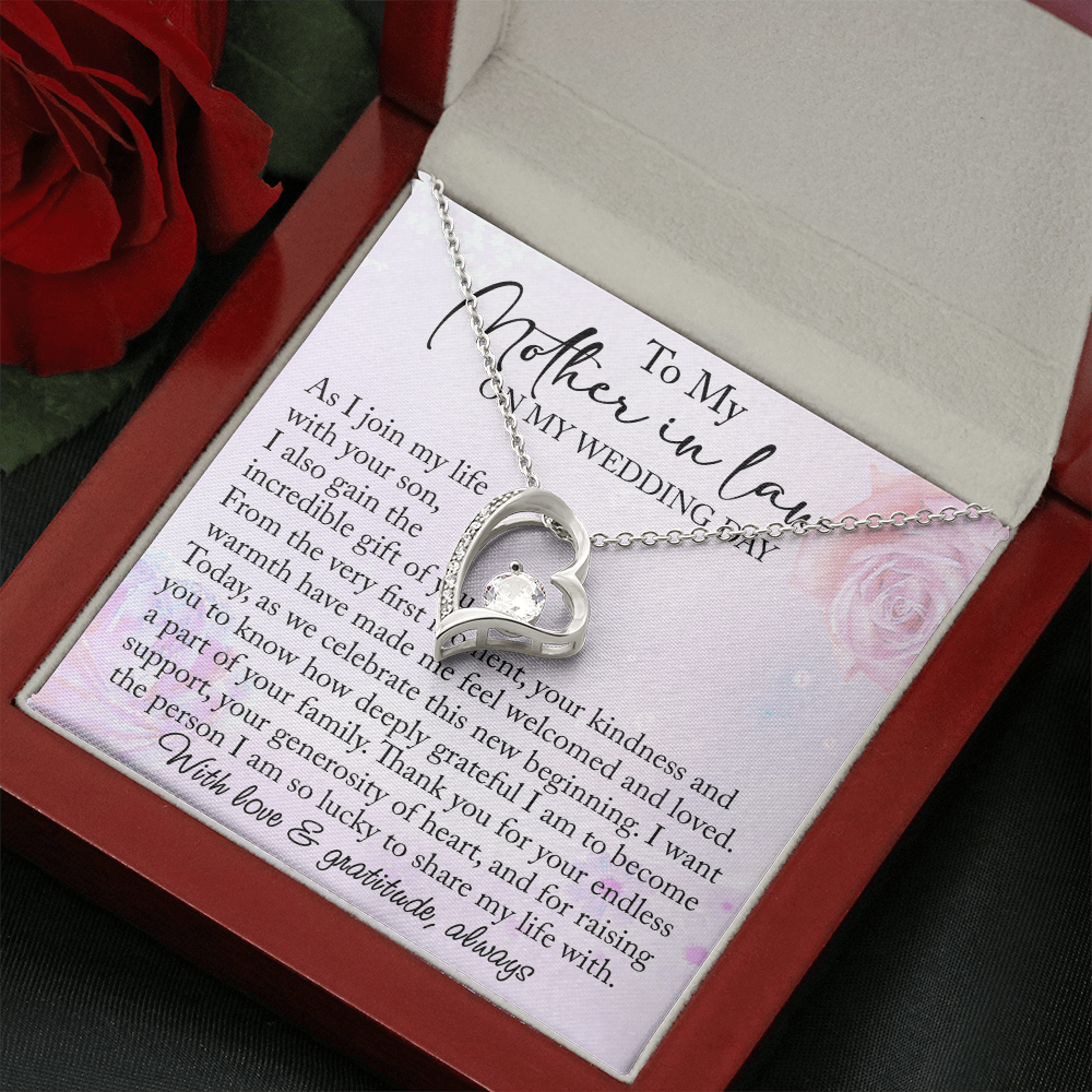 Mother-in-Law Wedding Day Forever Love Heart Necklace, Custom MIL Jewelry, Daughter-in-Law Gift, Personalized Gift From Bride