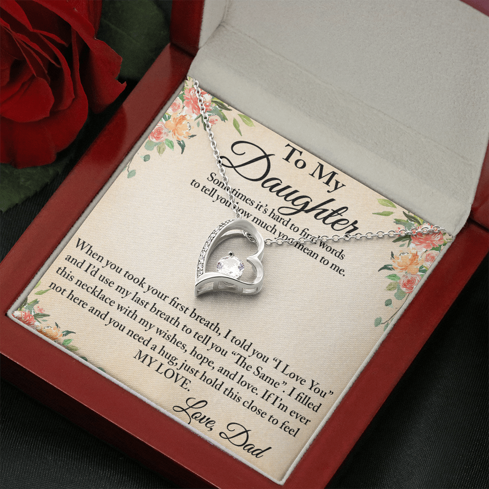 To My Daughter Unique Gift From Dad Forever Love Heart Necklace for Little Girl (134218942827)
