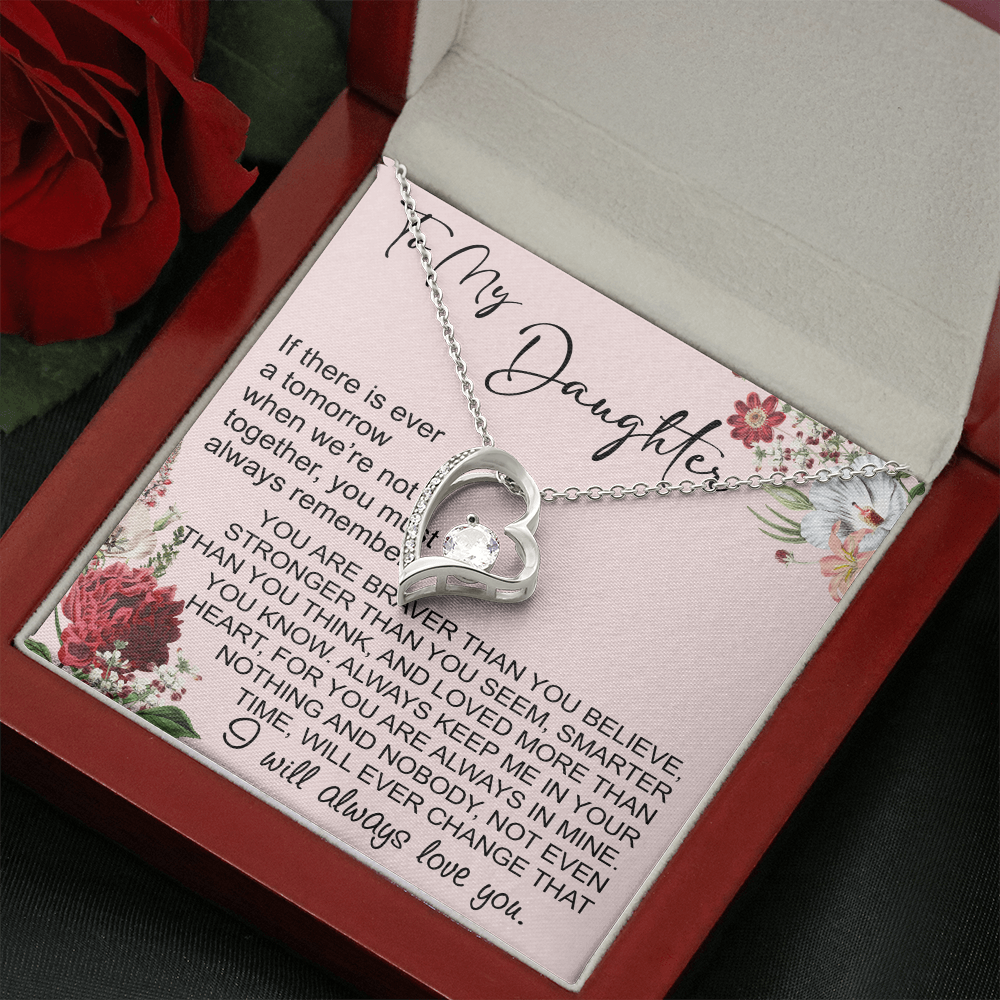To My Daughter Gift from Dad Mom, Mother In Law, Father In Law - Forever Love Heart Necklace For Little Girl