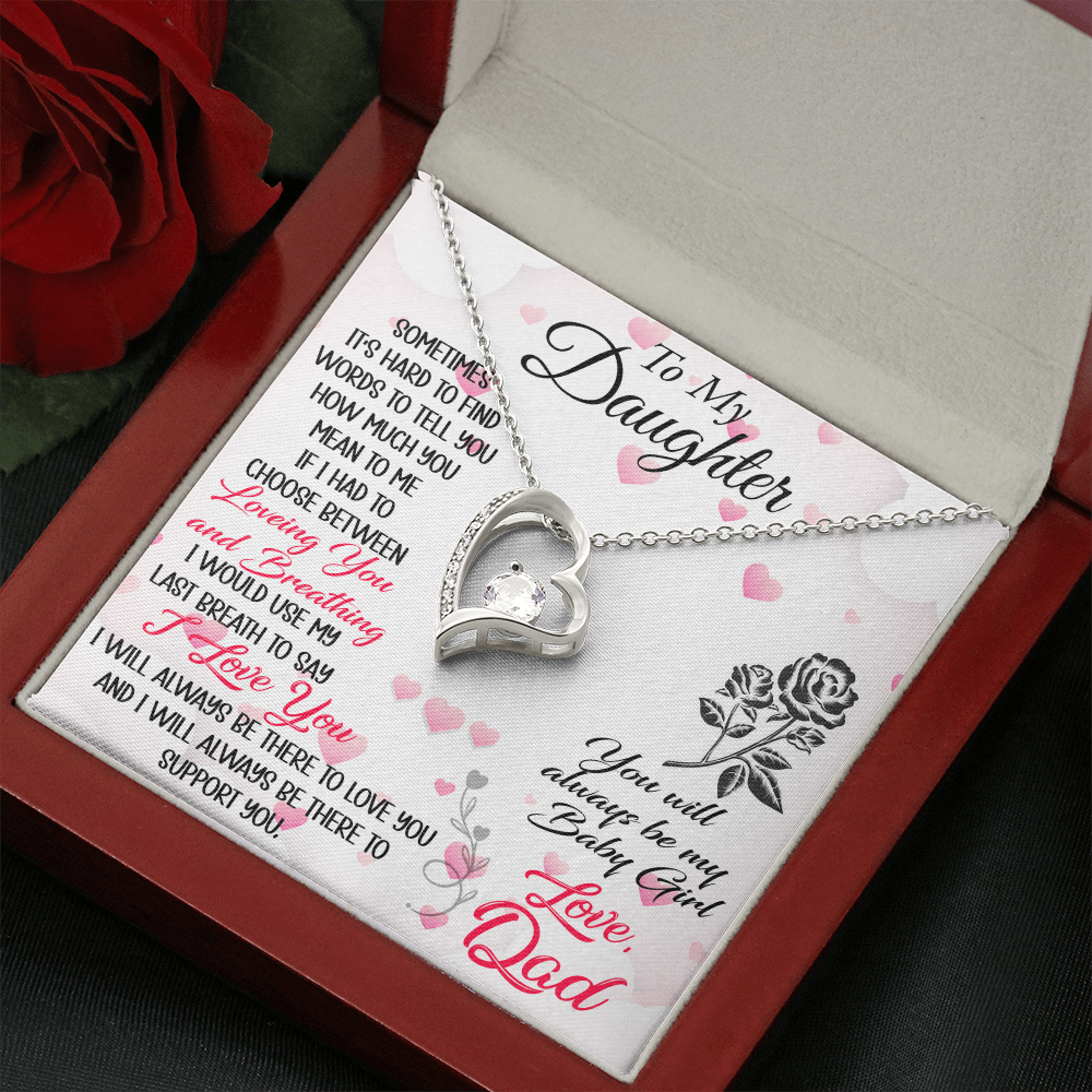 Proud Dad to Daughter Forever Love Necklace Gift for Birthday, Christmas, Back to School, Wedding or any Special Occasions. Best Gift from Father
