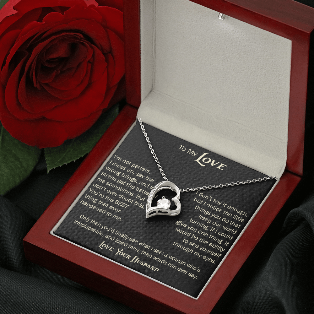 Forever Love Necklace for Wife From Husband, Anniversary Jewelry, Christmas Birthday Present for Her, To My Soulmate Gift