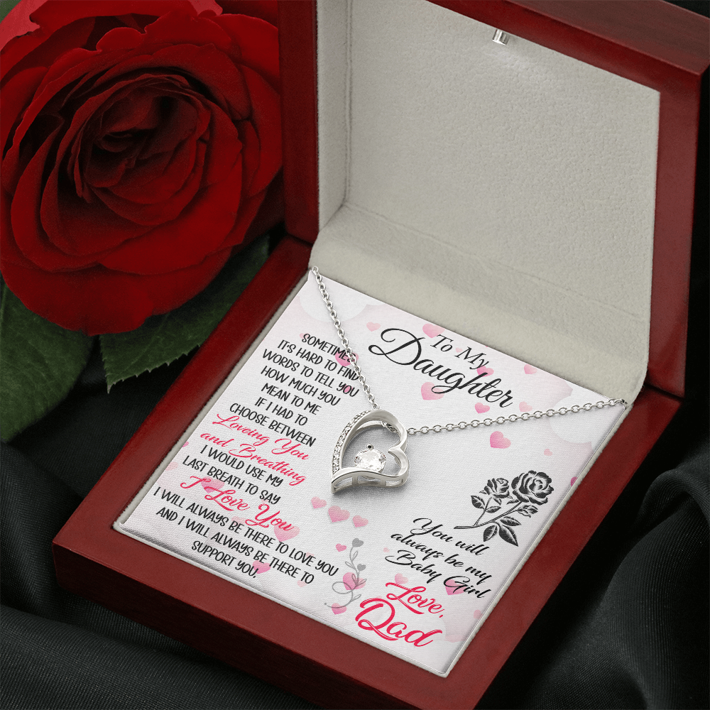 Proud Dad to Daughter Forever Love Necklace Gift for Birthday, Christmas, Back to School, Wedding or any Special Occasions. Best Gift from Father