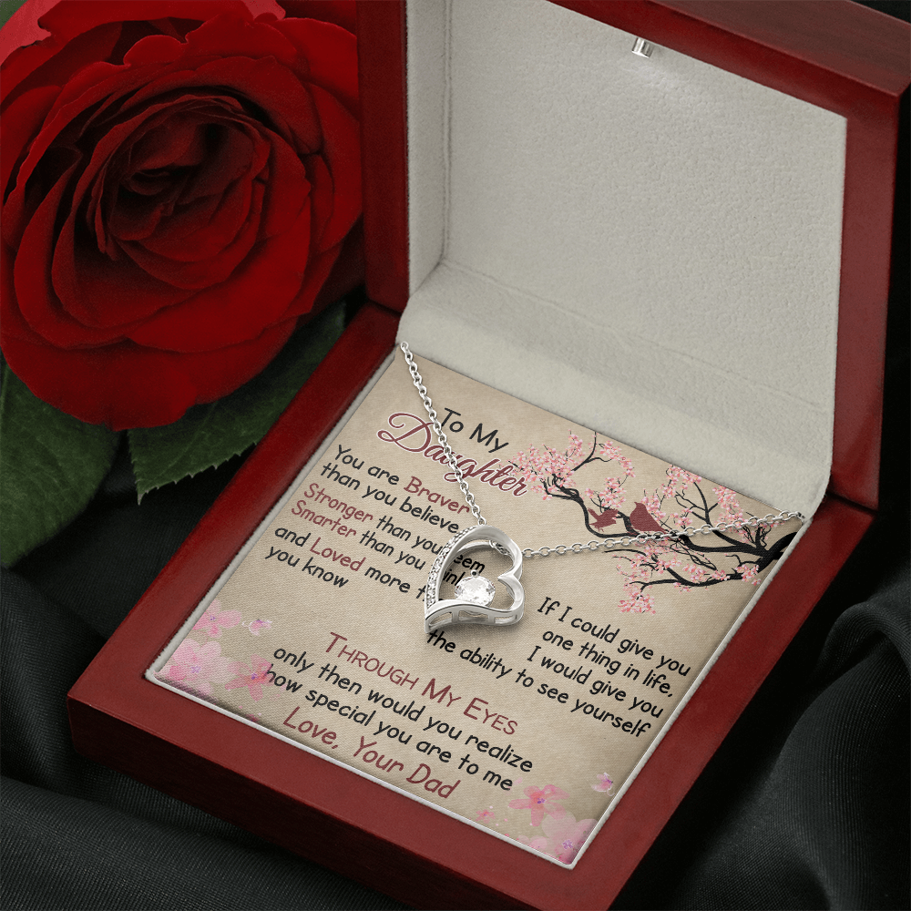 To My Daughter Gift from Dad - Forever Love Necklace for Your Princess, Little Girl Present