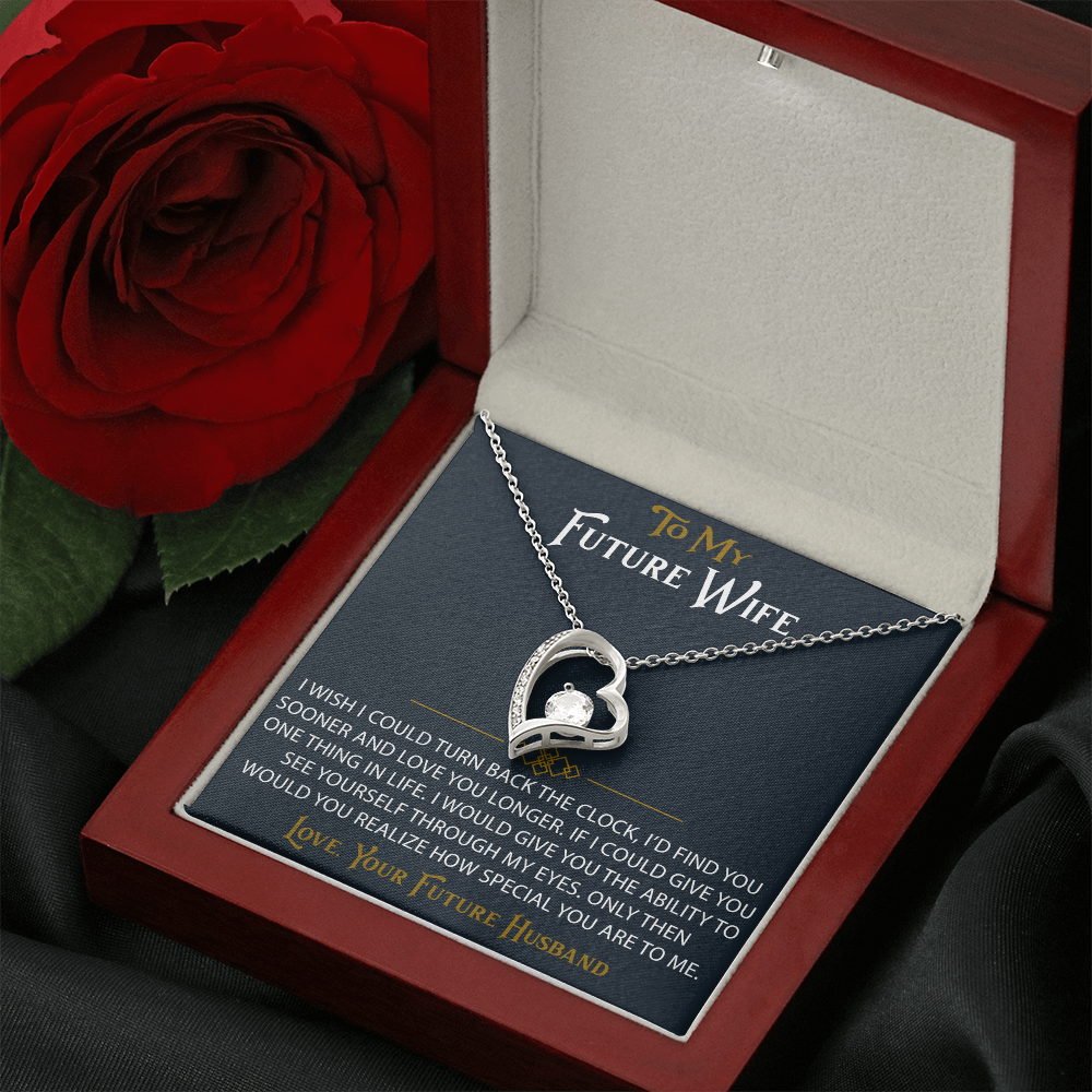 To My Future Wife Forever Love Heart Pendant Necklace Sentimental Gift for Bride (133562991407)