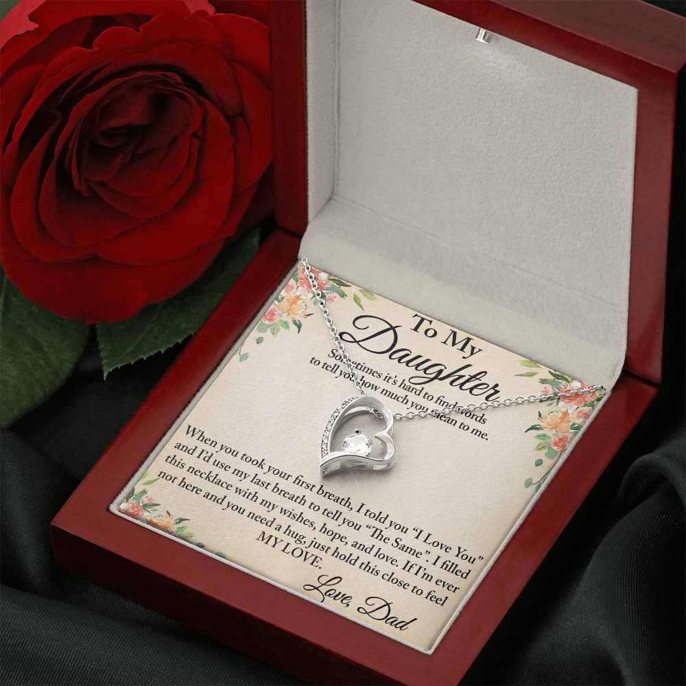 To My Daughter Unique Gift From Dad Forever Love Heart Necklace for Little Girl (134218942827)