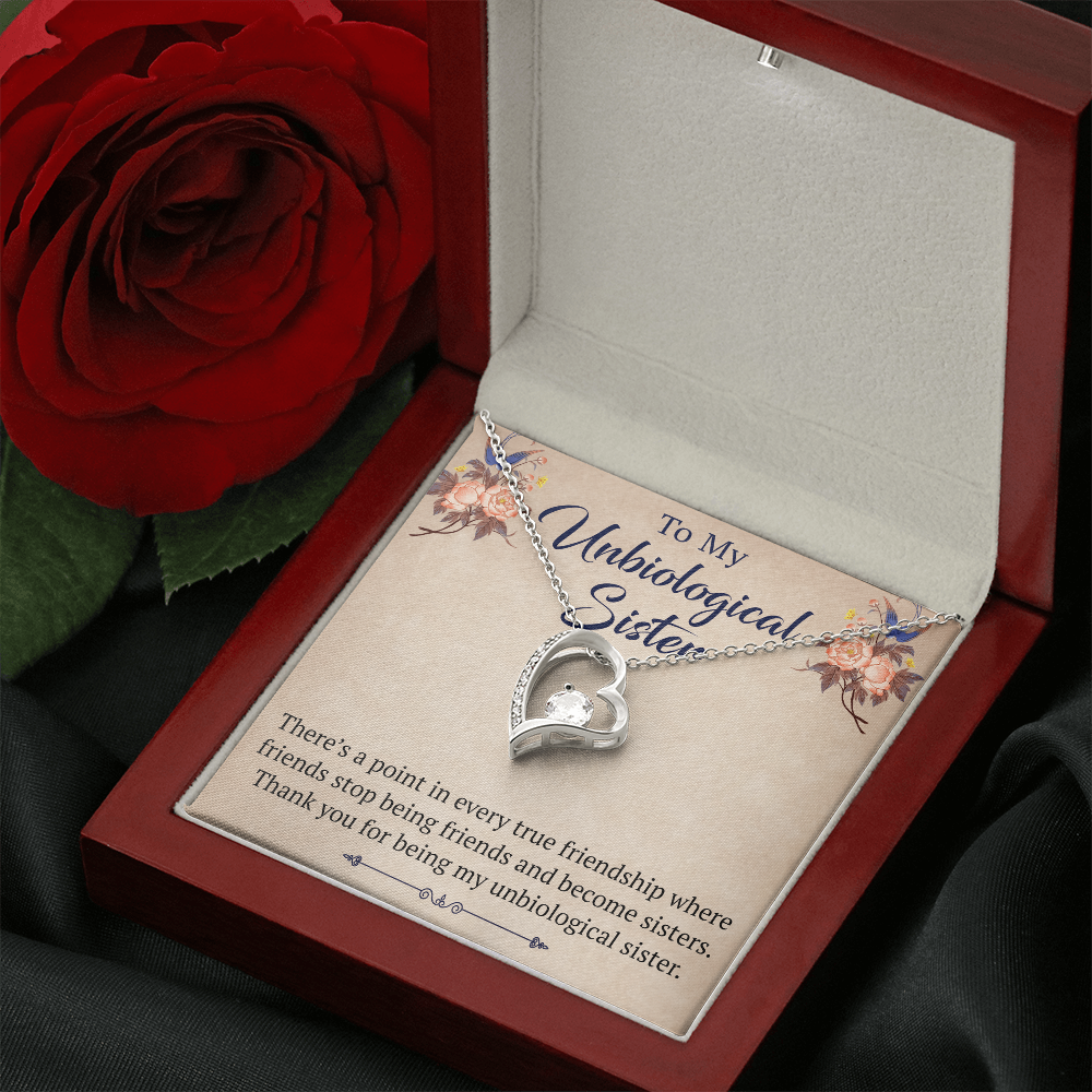 To My Unbiological Sister Forever Love Heart Necklace, Unique Gift for Birthday, Mother's Day, Christmas, or any Special Occasion