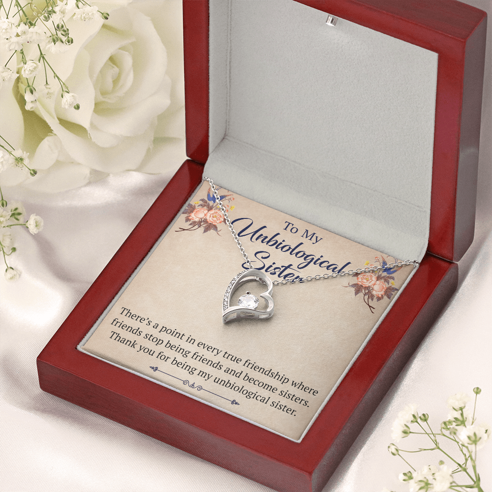 To My Unbiological Sister Forever Love Heart Necklace, Unique Gift for Birthday, Mother's Day, Christmas, or any Special Occasion