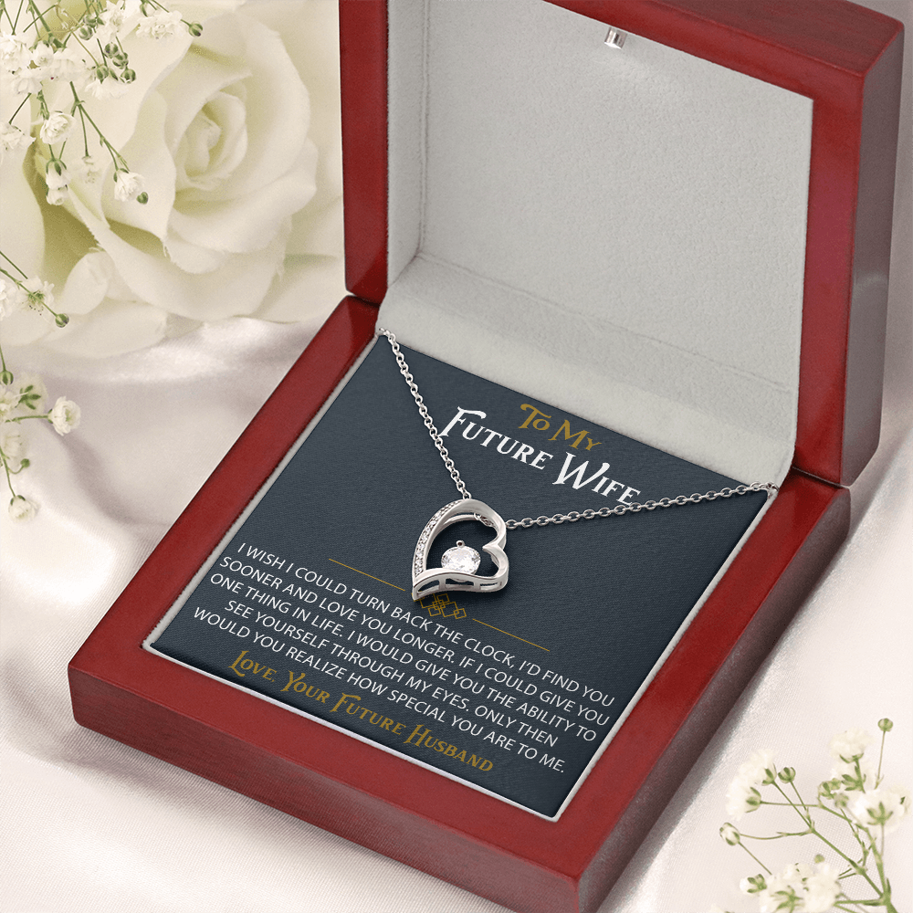 To My Future Wife Forever Love Heart Pendant Necklace Sentimental Gift for Bride (133562991407)