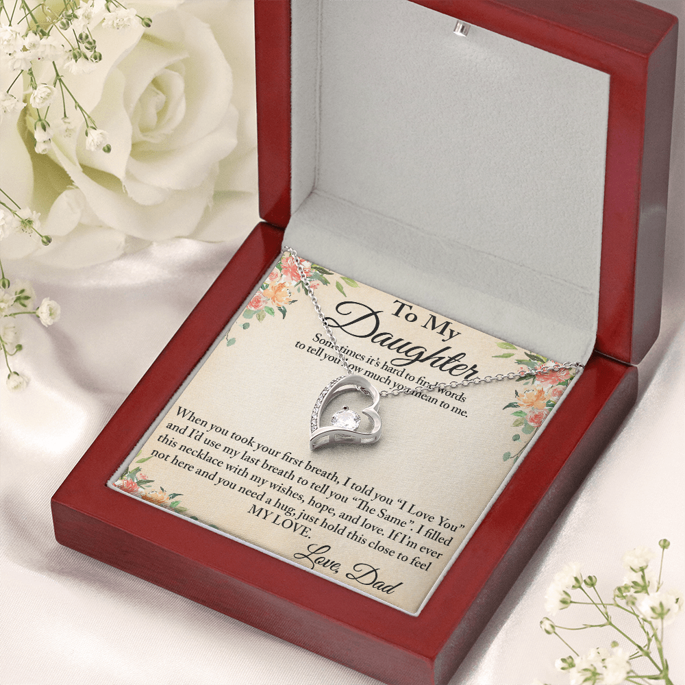To My Daughter Unique Gift From Dad Forever Love Heart Necklace for Little Girl (134218942827)