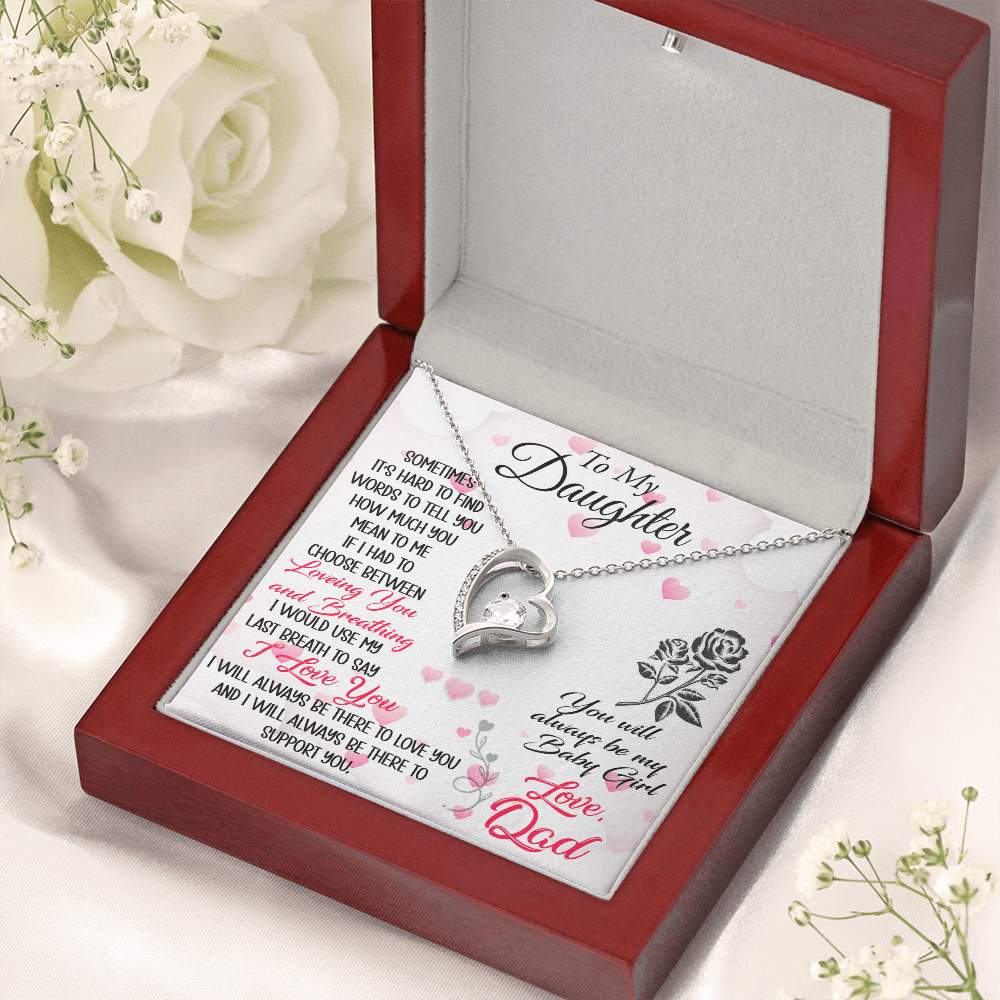 Proud Dad to Daughter Forever Love Necklace Gift for Birthday, Christmas, Back to School, Wedding or any Special Occasions. Best Gift from Father