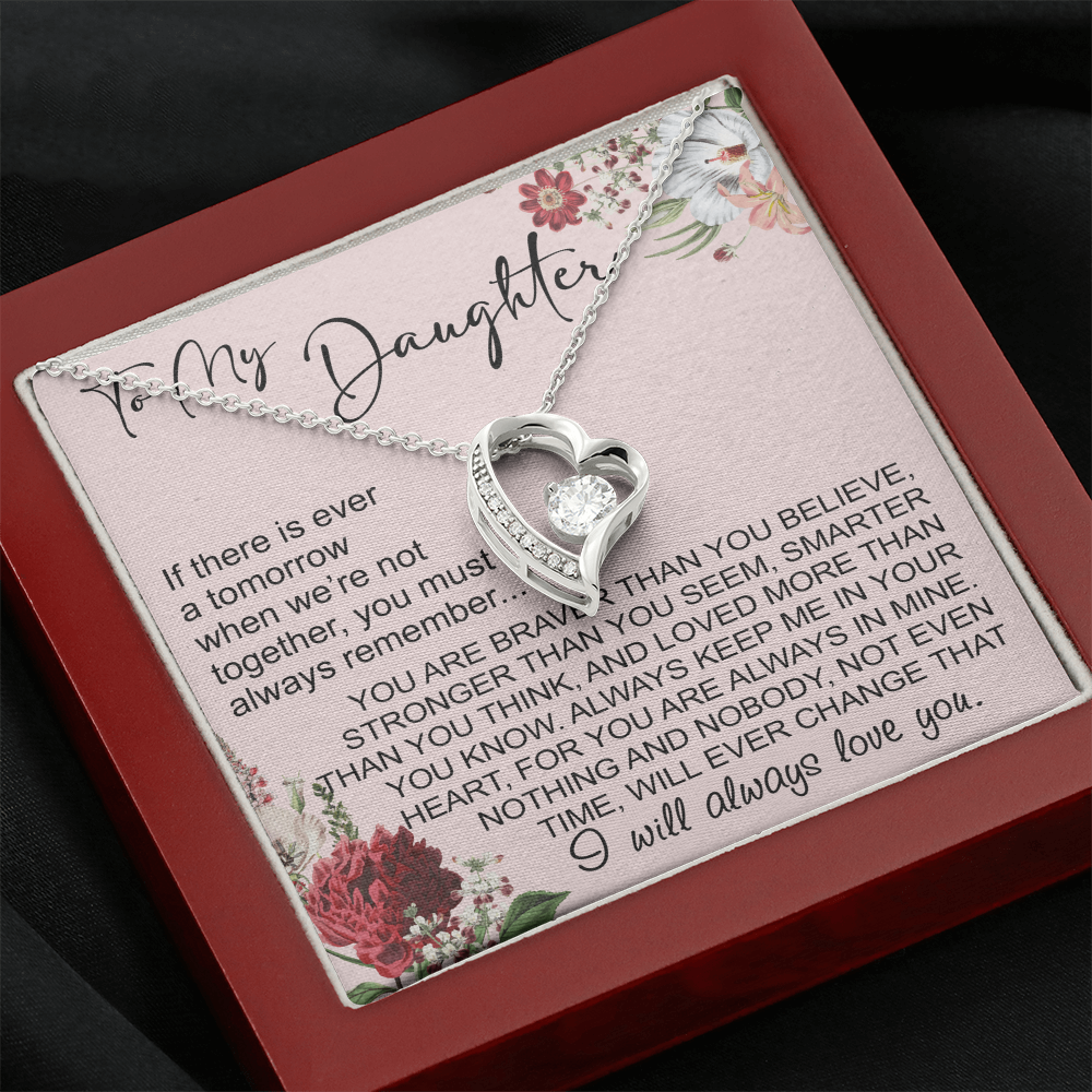 To My Daughter Gift from Dad Mom, Mother In Law, Father In Law - Forever Love Heart Necklace For Little Girl