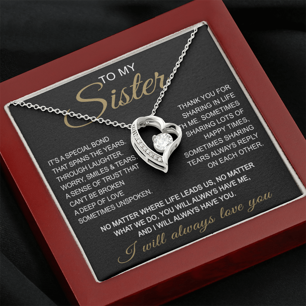 To My Sister Forever Love Necklace Sister Gifts With Heartfelt Message, Sister Gifts From Sister Brother For Birthday