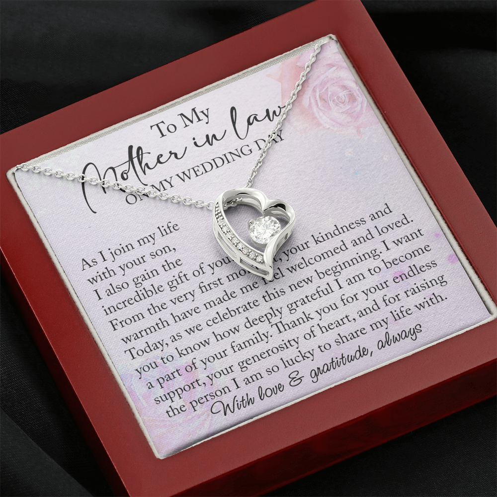 Mother-in-Law Wedding Day Forever Love Heart Necklace, Custom MIL Jewelry, Daughter-in-Law Gift, Personalized Gift From Bride