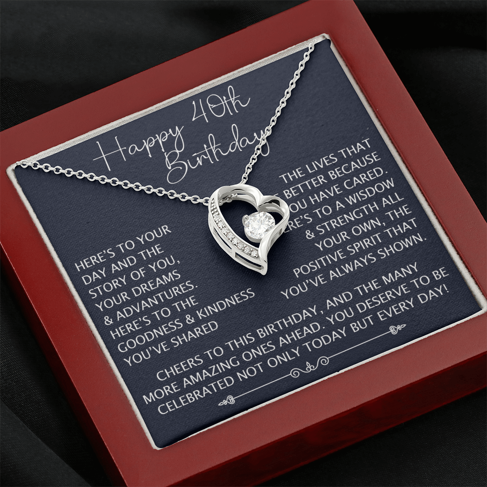 Happy 40th Birthday Gift - Forever Love Unique Necklace for Wife, Daughter, Grandma, Granddaughter, Mom, Women, Christmas, Birthday Gift