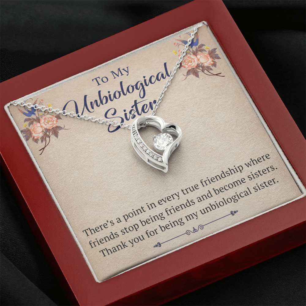 To My Unbiological Sister Forever Love Heart Necklace, Unique Gift for Birthday, Mother's Day, Christmas, or any Special Occasion