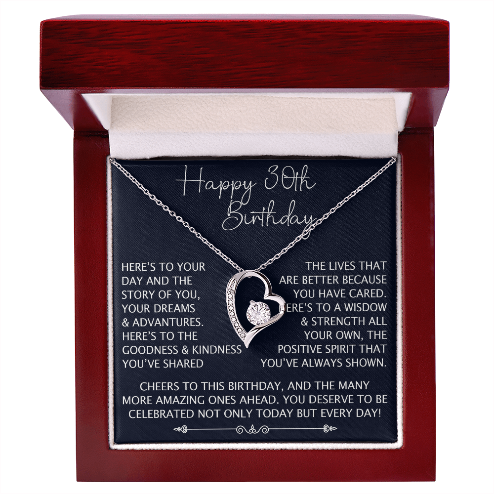 30th Birthday Gift for Her, Forever Love Heart Necklace, 30th Birthday Jewelry, Turning 30 Keepsake Gift for