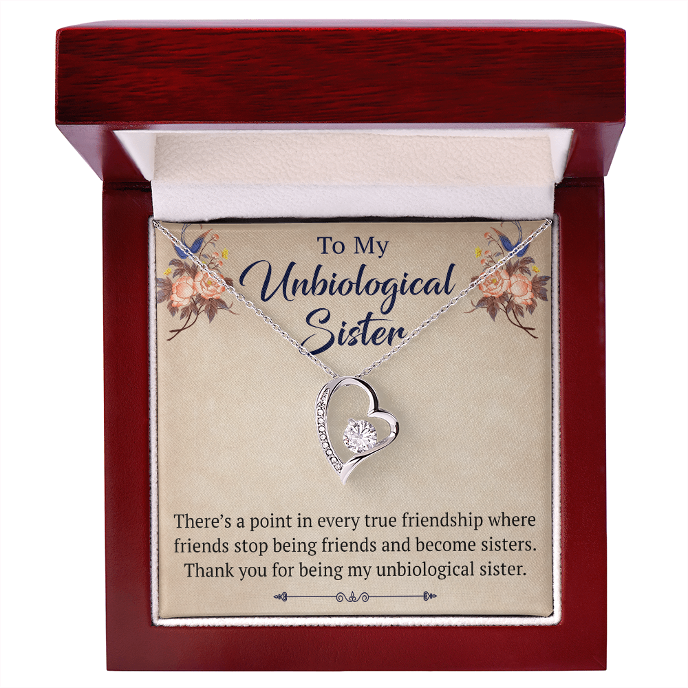 To My Unbiological Sister Forever Love Heart Necklace, Unique Gift for Birthday, Mother's Day, Christmas, or any Special Occasion