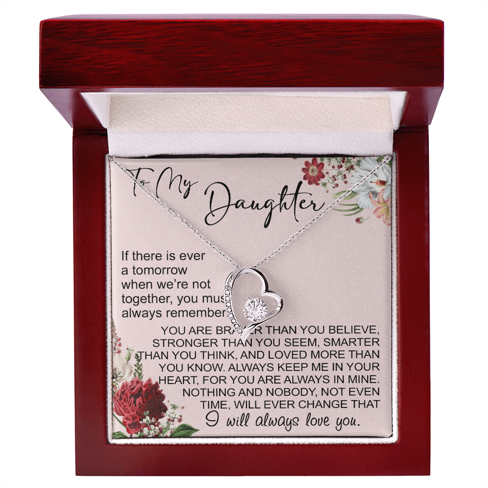 To My Daughter Gift from Dad Mom, Mother In Law, Father In Law - Forever Love Heart Necklace For Little Girl