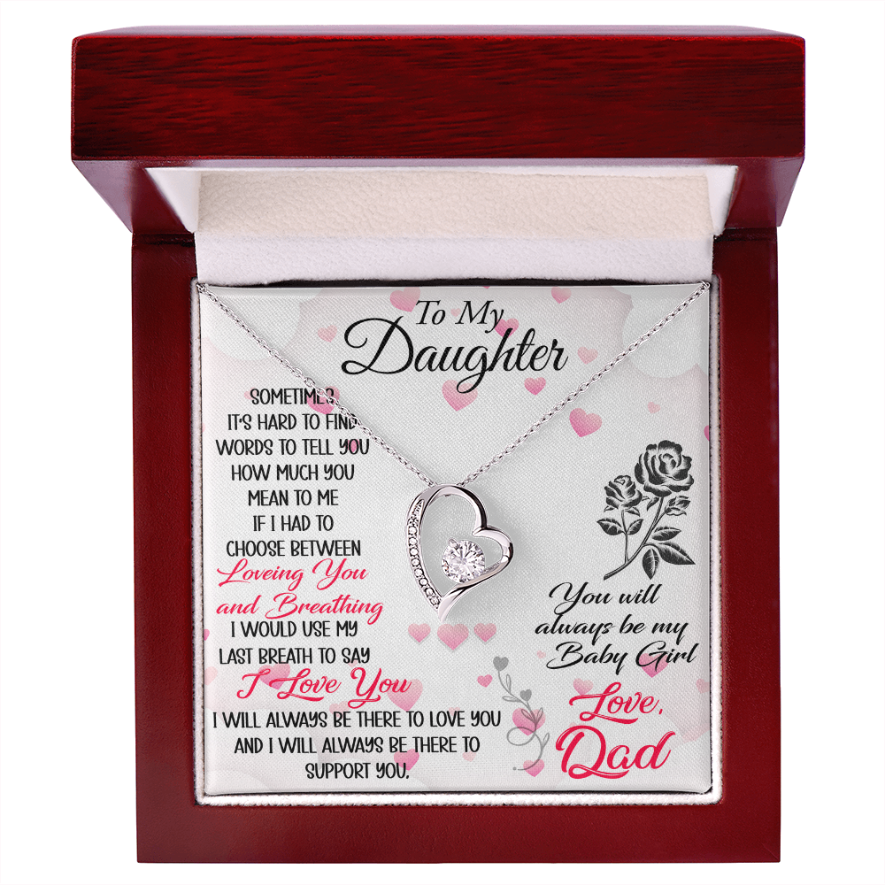 Proud Dad to Daughter Forever Love Necklace Gift for Birthday, Christmas, Back to School, Wedding or any Special Occasions. Best Gift from Father