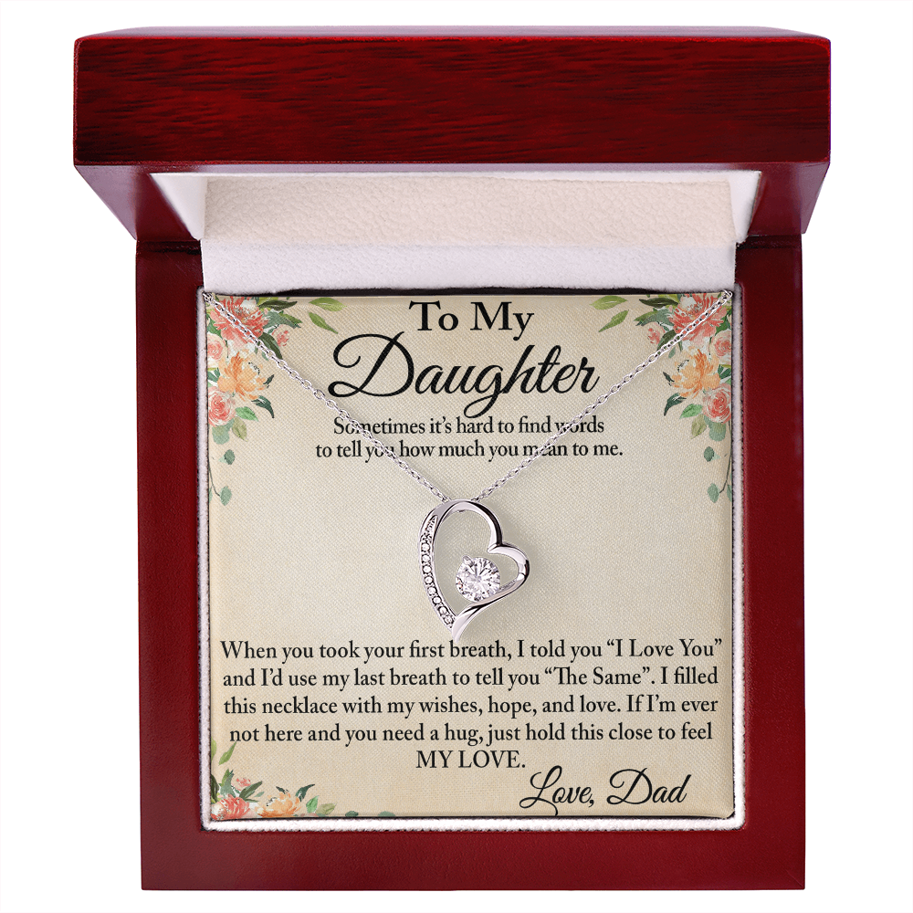 To My Daughter Unique Gift From Dad Forever Love Heart Necklace for Little Girl (134218942827)