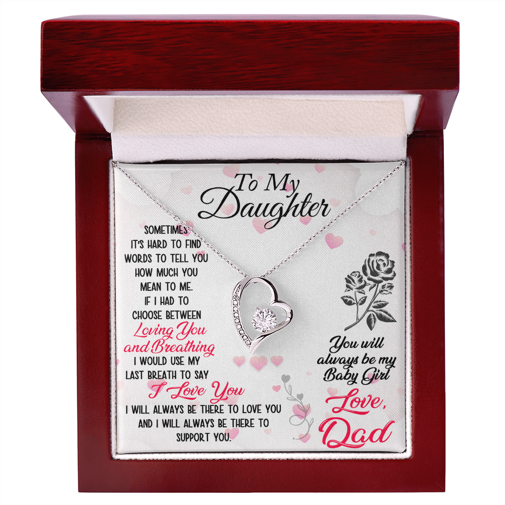 Proud Dad to Daughter Forever Love Necklace Gift for Birthday, Christmas, Back to School, Wedding or any Special Occasions. Best Gift from Father