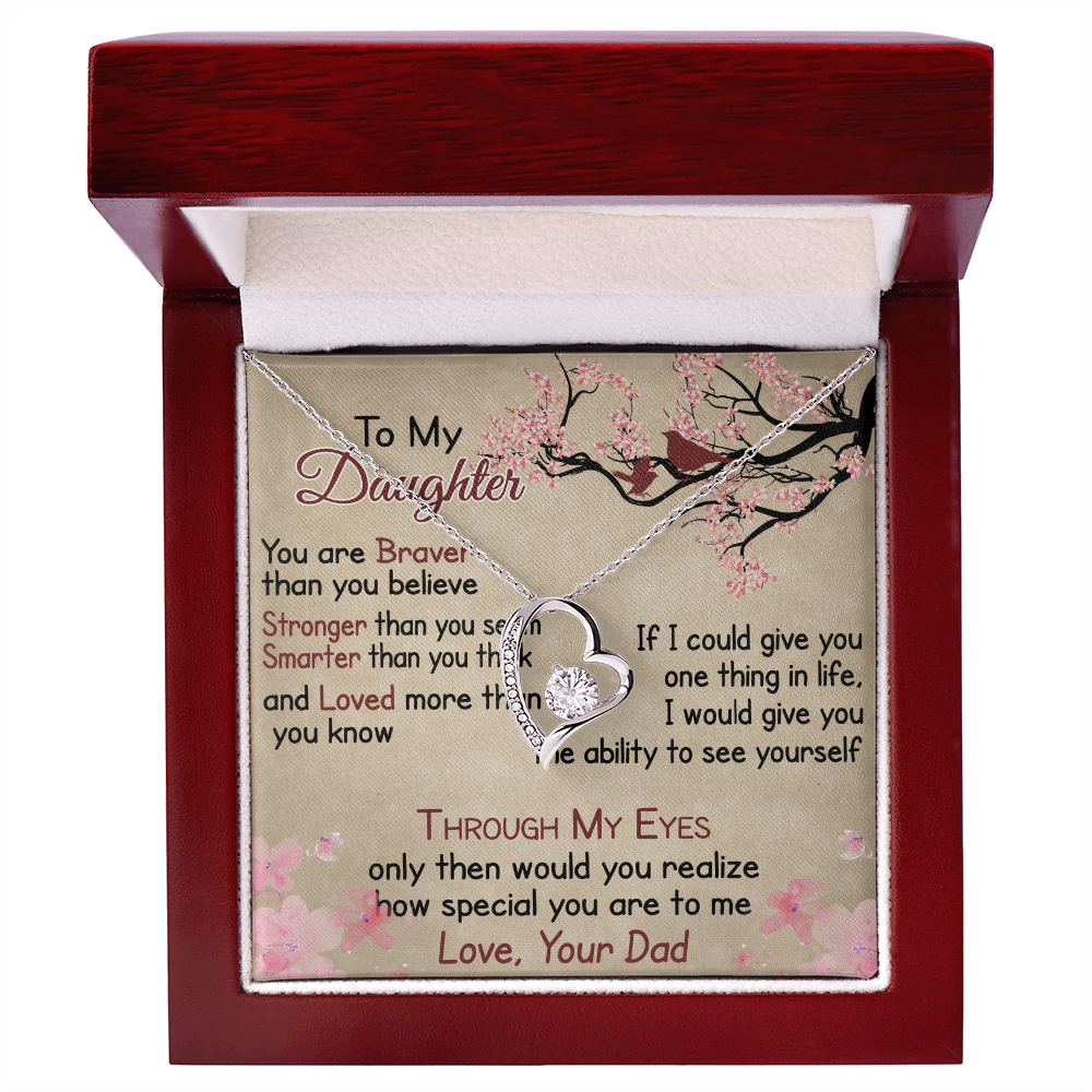 To My Daughter Gift from Dad - Forever Love Necklace for Your Princess, Little Girl Present