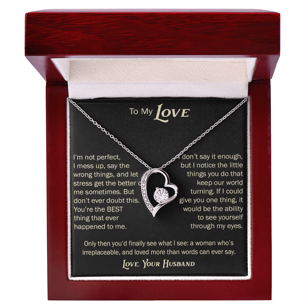Forever Love Necklace for Wife From Husband, Anniversary Jewelry, Christmas Birthday Present for Her, To My Soulmate Gift