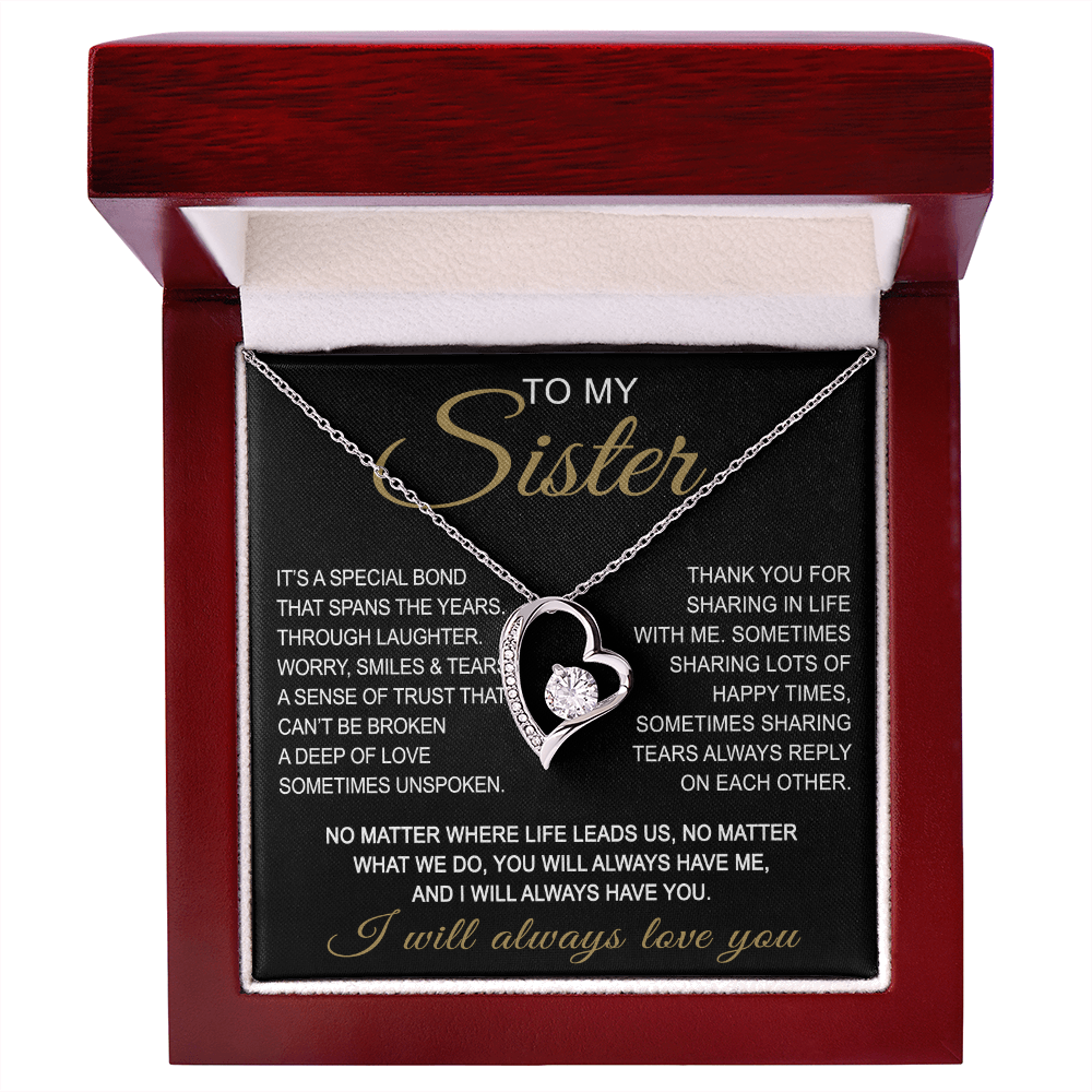 To My Sister Forever Love Necklace Sister Gifts With Heartfelt Message, Sister Gifts From Sister Brother For Birthday