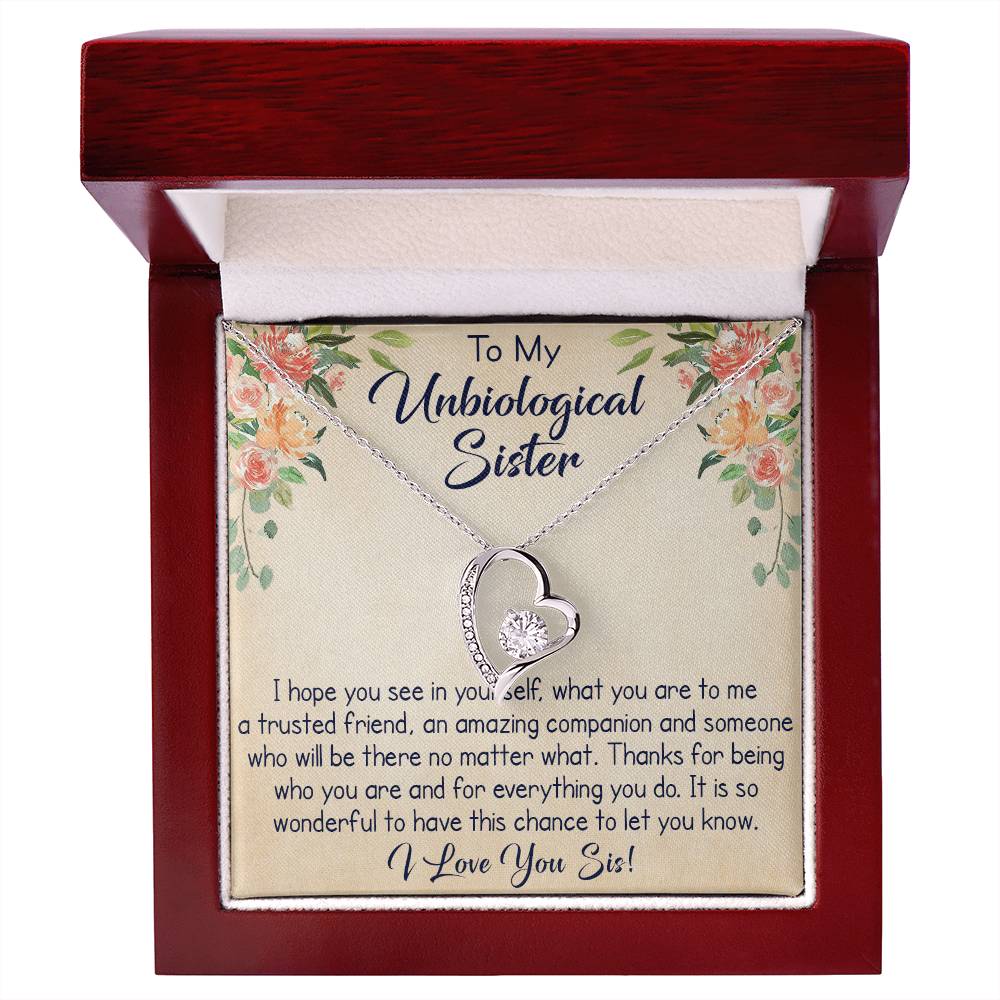 To My Unbiological Sister Forever Love Necklace, Unique Gift for Birthday, Mother's Day, Christmas, or any Special Occasion.