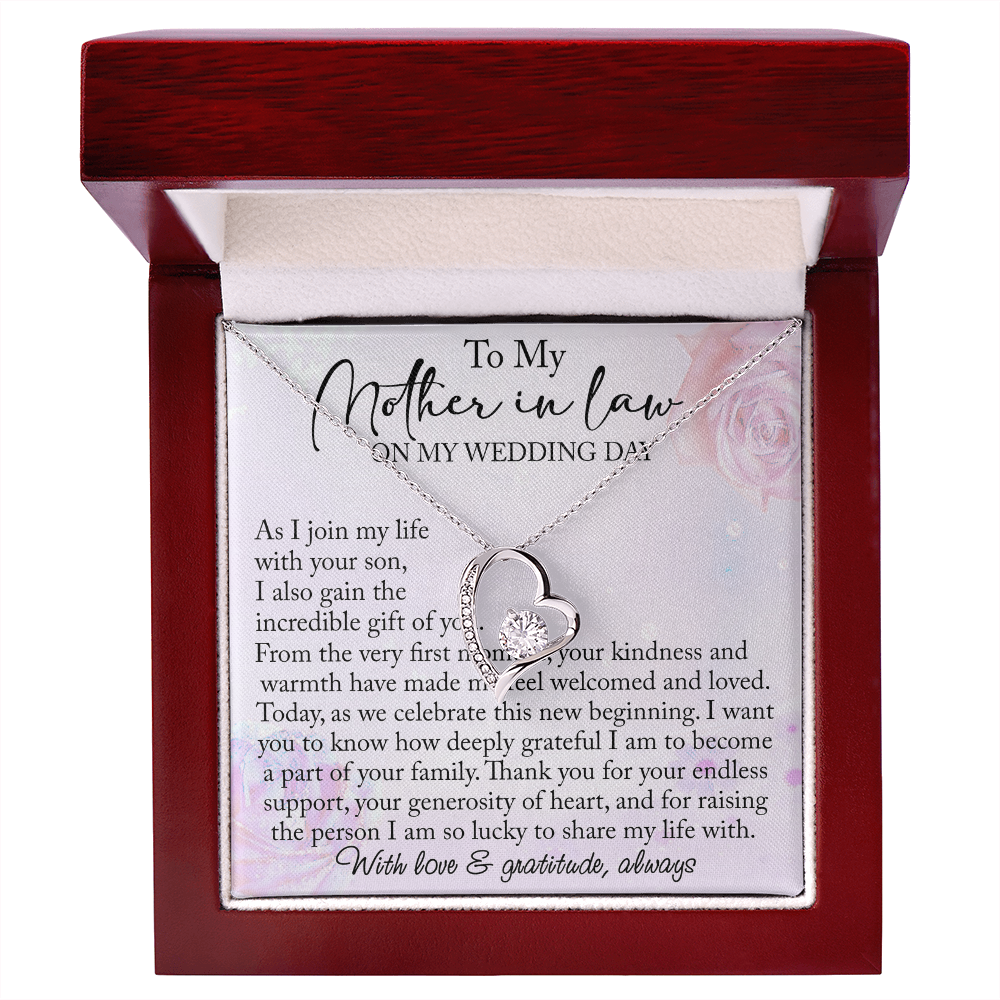 Mother-in-Law Wedding Day Forever Love Heart Necklace, Custom MIL Jewelry, Daughter-in-Law Gift, Personalized Gift From Bride