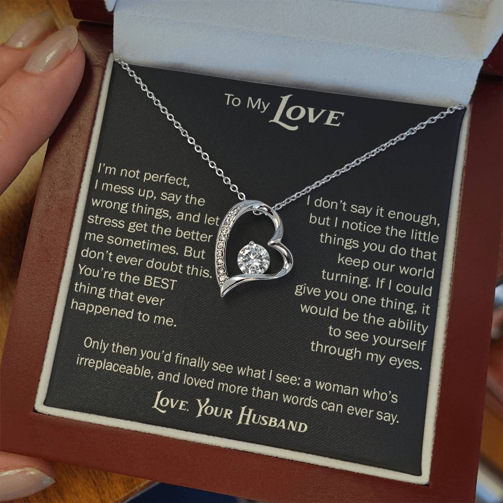 Forever Love Necklace for Wife From Husband, Anniversary Jewelry, Christmas Birthday Present for Her, To My Soulmate Gift
