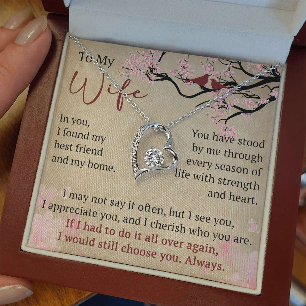 Wife Necklace Anniversary Gift Birthday Present For Her, Forever Love Necklace Romantic Keepsake from Husband